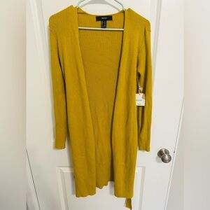 Forever 21 Mustard Yellow Longline Cardigan